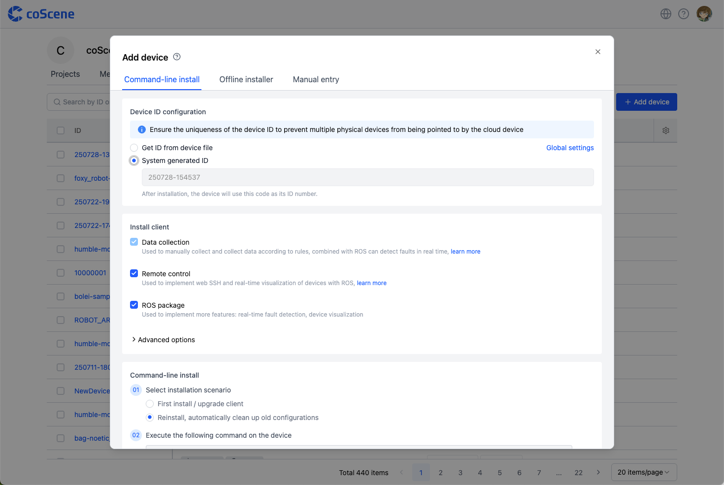 Add Device Popup