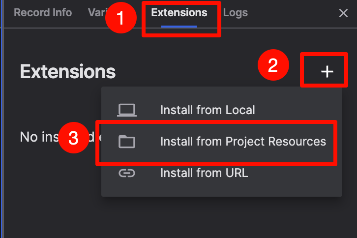 Install extension from project resources 1